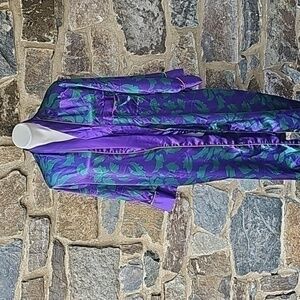 Gold Label Vintage Victoria's Secret Purple Green Satin Robe Women's Med Large